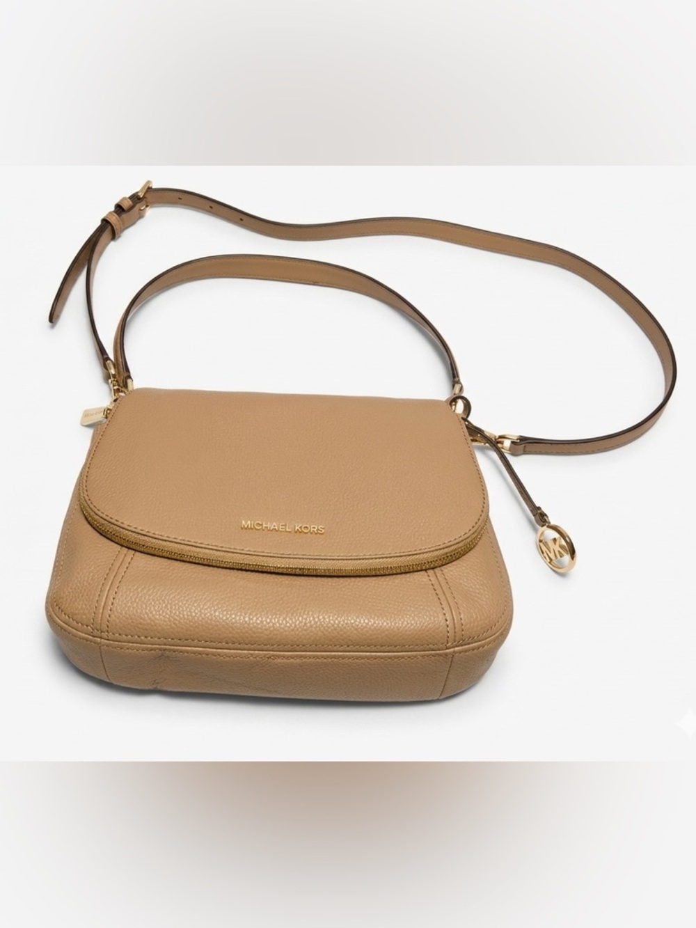 Michael Kors Bedford Medium Convertible Flap Shoulder Bag – Camel